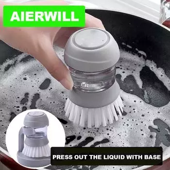 Диспенсер для скраб-щетки Palm Scrub Tray Ленивая скраб для мытья посуды с дозатором мыла Антипригарное масло для уборки кухни с держателем зелёный