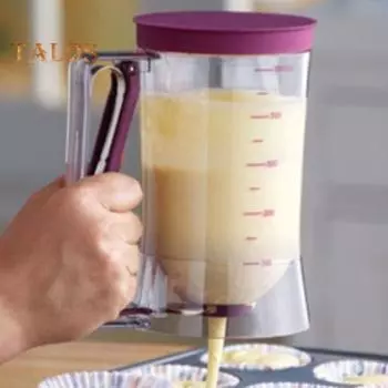 Диспенсер для теста для блинов Не содержит бисфенола-А Дизайн без утечек Легко чистится Точные линии измерения Эргономичная ручка Кухонная утварь для блинов и вафель красный