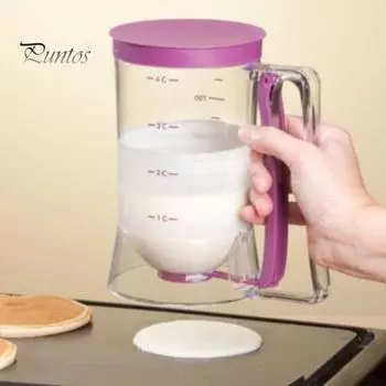 Диспенсер для теста для блинов Не содержит бисфенола-А Дизайн без утечек Легко чистится Точные линии измерения Эргономичная ручка Кухонная утварь для блинов и вафель красный