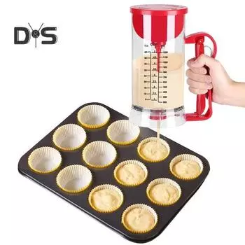 Диспенсер для теста на 1200 мл с мерной этикеткой Диспенсер для теста для блинов Кекс, вафельная смесь для маффинов, сепаратор теста для крепового торта красный
