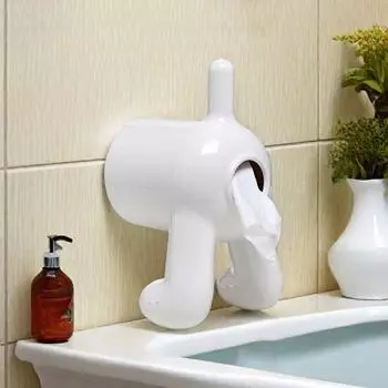 Диспенсер для туалетной бумаги, держатель для рулона туалетной бумаги в форме собачьего окуня, настенный органайзер для салфеток, коробка для туалетной бумаги для любителей собак, декор для ванной комнаты белый