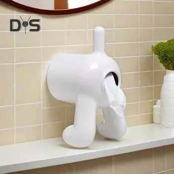 Диспенсер для туалетной бумаги, держатель для рулона туалетной бумаги в форме собачьего окуня, настенный органайзер для салфеток, коробка для туалетной бумаги для любителей собак, декор для ванной комнаты белый
