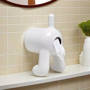 Диспенсер для туалетной бумаги, держатель для рулона туалетной бумаги в форме собачьего окуня, настенный органайзер для салфеток, коробка для туалетной бумаги для любителей собак, декор для ванной комнаты белый