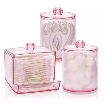 Диспенсер для ватных палочек, контейнер для ванной комнаты, держатель для косметики на 10/7 унций, органайзер для аптекарских баночек для хранения ватных палочек, круглых подушечек, зубочисток