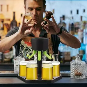 Диспенсер для вина с пробкой, прочный держатель для жидкости с несколькими носиками для вечеринок, вино, красное вино, напитки, сервер для напитков чёрный