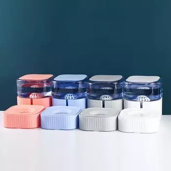 Диспенсер для воды для домашних животных, автоматический, съемный, PP 1,8 л, двойная миска, кормушка для щенков 2 розовый