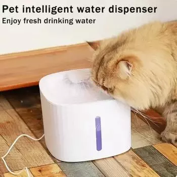 Диспенсер для воды для кошек, Диспенсер для воды для домашних животных, Автоматическая циркуляция, Фильтрация живой воды, Интеллектуальная поилка для кошек и собак 20.5x20.5x16cm белый