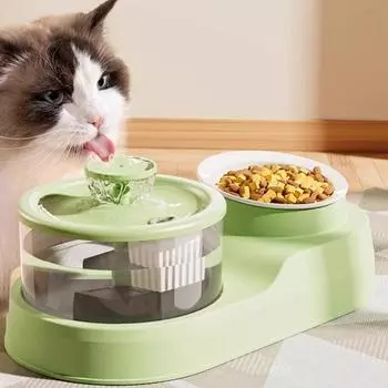 Диспенсер для воды и еды для кошек 2-в-1 Автоматическая кормушка для кошек 1 л воды для кошек розовый