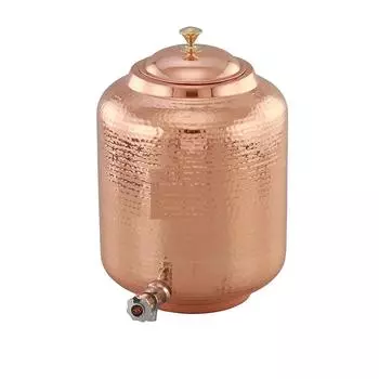 Диспенсер для воды из кованой меди на 14 литров (Матка) Горшок-контейнер с чистой медью и аюрведическими преимуществами для здоровья (14000 мл)