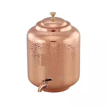Диспенсер для воды из кованой меди на 8 литров (Матка) Горшок-контейнер с чистой медью и аюрведическими преимуществами для здоровья (8000 мл)