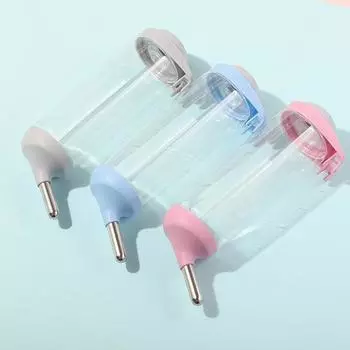 Диспенсер для воды Пластиковая бутылка для воды Подвесная поилка для животных Морская свинка Белка Кролик Кошка Собака Питьевая головка Фонтанчик розовый