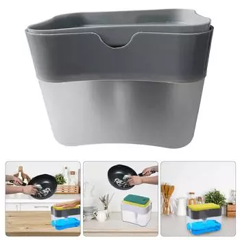 Диспенсер для жидкого мыла Easy Press с держателем для губки для использования дома и в ресторане белый