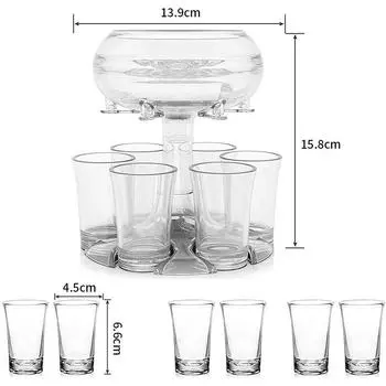 Диспенсер и держатель для 6 стопок, дозатор для нескольких стопок с пробкой для коктейлей, вина, вечеринок, диспенсер для розлива жидкостей синий