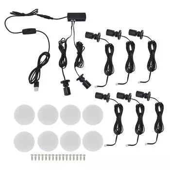 Display Cabinet Light USB Powered Dimmable Round Small LED Cabinet Lamp for Wardrobe Exhibition