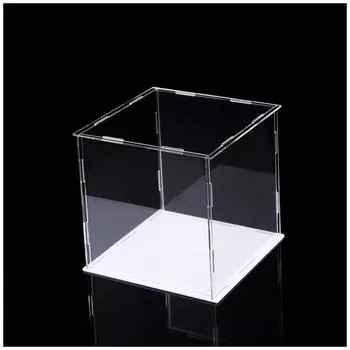 Display Case Countertop Dustproof Protection Clear Square Organizer Stand Self-assembly Home Decor for Doll Toy Collectibles