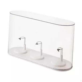 Display Case for Dolls Dustproof Desktop Organizer Storage Box 5.91inch 6.69inch Doll milky white