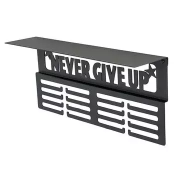 Дисплей для медалей Never Give Up с полкой для трофеев, держатель для медалей, полка для демонстрации трофеев и медалей для настенного крепления, дисплей для лент White