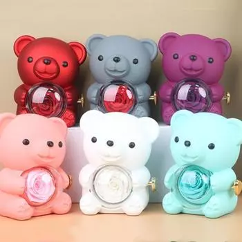 Дисплей для ювелирных изделий Медведь Роза Шкатулка для ювелирных изделий Роскошная подвеска Ожерелье Шкатулка Свадьба зелёный