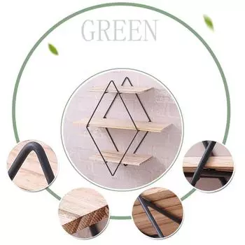 Дисплей Металл Дерево Стеллаж для хранения Настенная книга Фигурка Бонсай Держатель Полка Органайзер чёрный