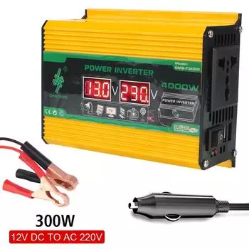 Дисплей напряжения Розетка переменного тока 4.2A USB Зарядные устройства Автомобильные аксессуары Преобразователь постоянного тока 12 В в переменный 220 В Адаптер питания 3 порта Розетки Автомобильный инвертор Black