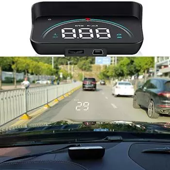 Дисплей с поднятой головой Автомобиль с поднятой головой: Hud Display Obd2 и Hud Display Gps 3,5 дюйма Спидометр Автомобильный спидометр Измеритель температуры воды Скорость двигателя Безопасность A 15x9x5cm