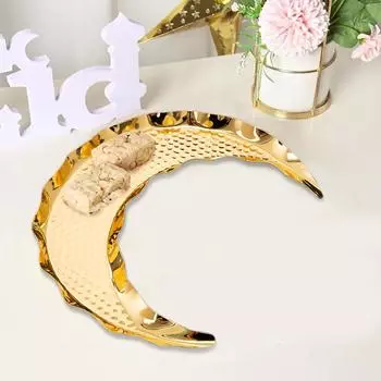 Дисплей с золотым лунным дизайном, металлический поддон, креативная тарелка для закусок, украшения, поднос для хранения фруктовых тортов, декоративные праздничные принадлежности S