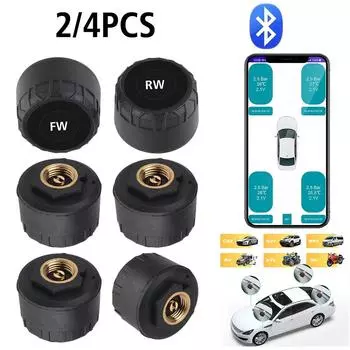 Дисплей телефона Bluetooth приложение автомобильная система контроля давления в шинах TPMS внешняя сигнализация датчики давления в шинах автомобиль мотоцикл универсальный 2/4 шт. 2 PCS