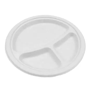 Disposable Dinner Plates, Thickened Food-grade Tableware, Round Snack Plates, Barbecue Plates, Buffet Paper Plates, Three-grid Paper Plates One Size белый