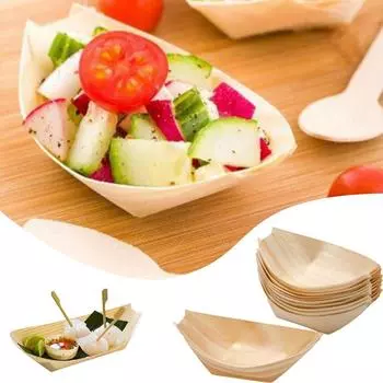 Disposable Sushi Pine Food Serving Tray Cake Tool Catering Wood Bowl S