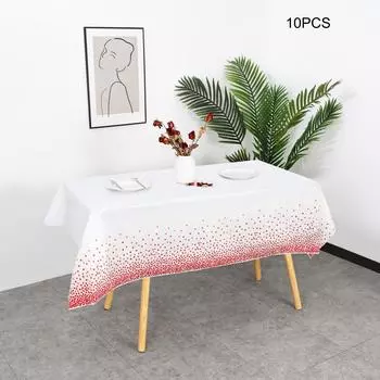 Одноразовая скатерть 10шт вечерние PEVA пластиковая скатерть водонепроницаемая и маслостойкая белый/красный