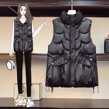 Disposable Vest Women s Stand-up Collar Cold and Warm Down Cotton Jacket Vest Sleeveless Vest 6XL