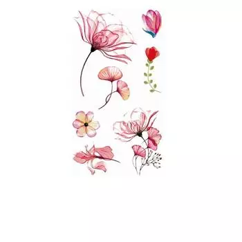 Disposable Watercolor Cherry Blossom Tattoo Sticker Waterproof Small Fresh Temporary Tattoo Sticker Anti Sweat Coloured Drawing
