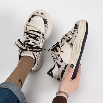 Dissolved Shoes Спортивные повседневные туфли для женщин Ins Универсальные весенние новые туфли на плоской подошве из коровьей кожи Street Shoe 35
