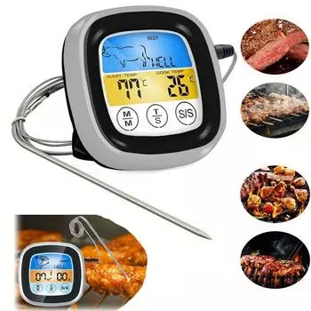 Дистанционное считывание ЖК-цифровой термометр для еды, зонд для мяса, кухня, барбекю, индейка чёрный