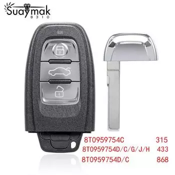 Дистанционный ключ для A4 S4 A5 S5 RS5 Q5 Quattro 315/433/868 МГц интеллектуальная карта/8T0959754/C/G 8K0959754D/H/J FSK FSK 315MHz чёрный