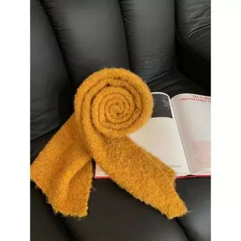 District Ouyang Circle Yarn V Neck Scarf Knitwear Women s Winter New Arrival Loose Sweater Stylish Niche Top Orange Scarf((In Stock)) One size