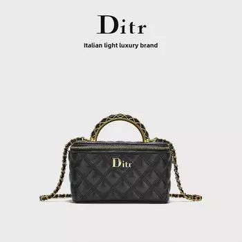 DITR итальянская роскошная сумка-ведро из овчины с алмазной вышивкой 18x8x11 чёрный