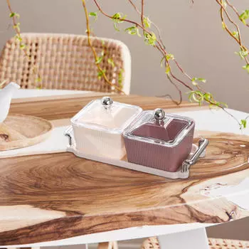 Divided Serving Dish Appetizer Tray with Lid and Handle Portable Snack Platters for Home Party 3 Snack dishes