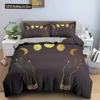 Divination Theme Duvet Cover Set Polyester Bedding Set Moon Pattern King Queen Twin Size For Boys Girls Teens 70x133cm 2pcs
