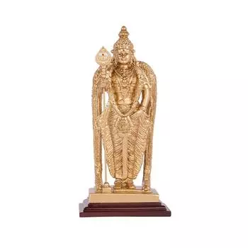 Divine Handicrafts, Pathumalai Murugan Statue, Murugan Resin Idol, Gold Finish - 6 inch Height