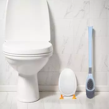 Diving Duck Toilet Brush with Base Creative Toilet Brush Long Handle Cleaning Brush Home Cleaning Tools синий