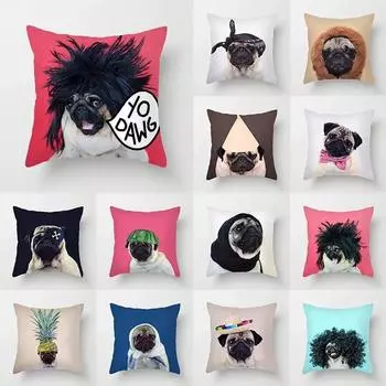 Диван, автомобильный декор, чехол для подушки с изображением собаки, наволочка с принтом, домашний декор, милый питомец, мини наволочка с французским бульдогом 40x40cm