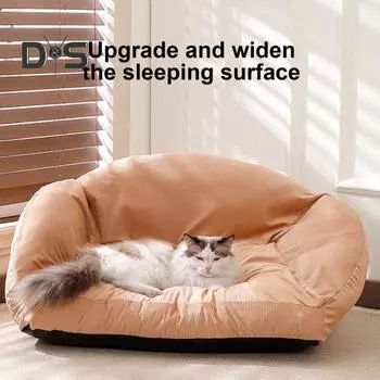 Диван-кровать для домашних животных Всесезонная кровать для домашних животных с расширенной спальной зоной Диван для домашних животных со съемным моющимся чехлом Нескользящее дно для кошек Маленьких и средних собак XL розовый