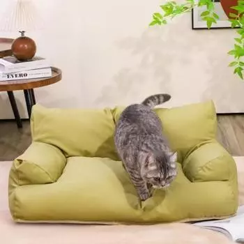 Диван-кровать для кошек и маленьких собак, мягкий хлопковый наполнитель для собак, уютное гнездо для сна щенка с нескользящим дном S кофейный