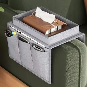 Диван Подлокотник Органайзер Подставка для Дивана Сумка для хранения подлокотников Диван Подставка для Дивана Подставка для Чашек Подстаканник Подстаканник Подлокотник с защитой от проливания Пульт дистанционного управления серый