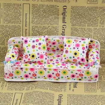 Диван с цветами, диван, мини-мебель, 2 подушки, кукла, аксессуары для дома, солнца 210 x 80x 85mm разноцветный