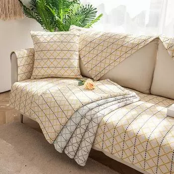 Диванная подушка из хлопка и льна, минималистичная четырехсезонная универсальная нескользящая подушка для ленивого дома, четырехсезонный тканевый чехол для дивана 70*50