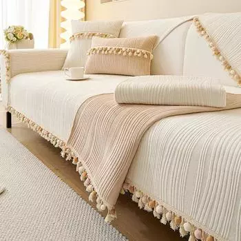 Диванная подушка из синели с кисточками и елочкой, универсальная подушка для четырех сезонов, чехол для дивана, универсальный чехол, ткань 70*70