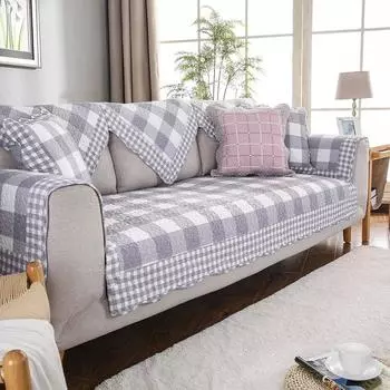 Диванная подушка из стираного хлопка с геометрическим узором, ткань из хлопка, противоскользящая, простая, современная, всесезонная, универсальная 70*70