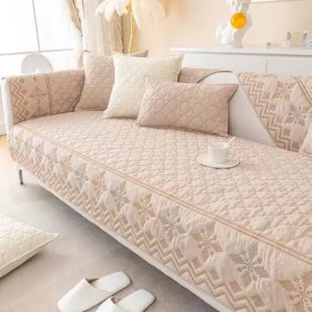 Диванная подушка из стираного хлопка с щеткой, универсальный чехол Four Seasons, нескользящая подушка в богемном стиле, диванная подушка 70*70 бежевый